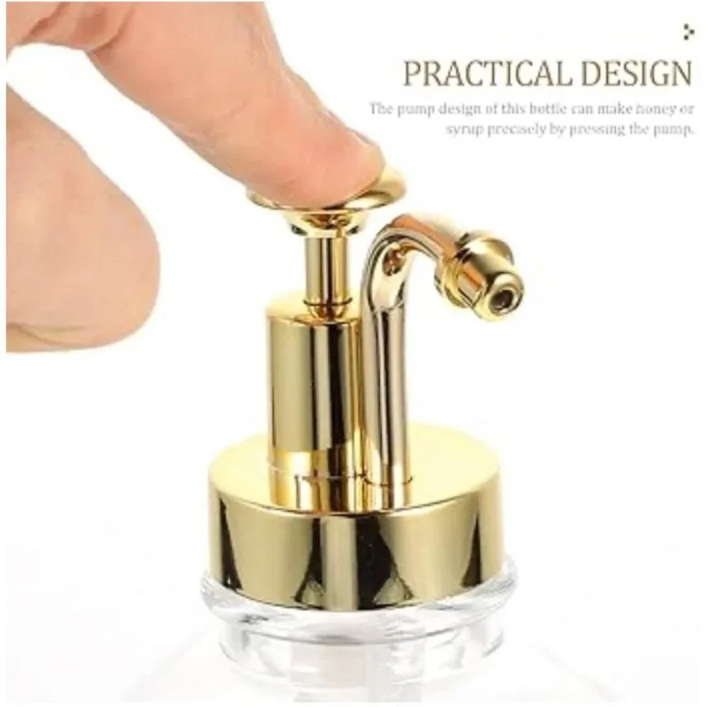 Glass Pump Dispenser With Gold Lid For Soap & Lotion
